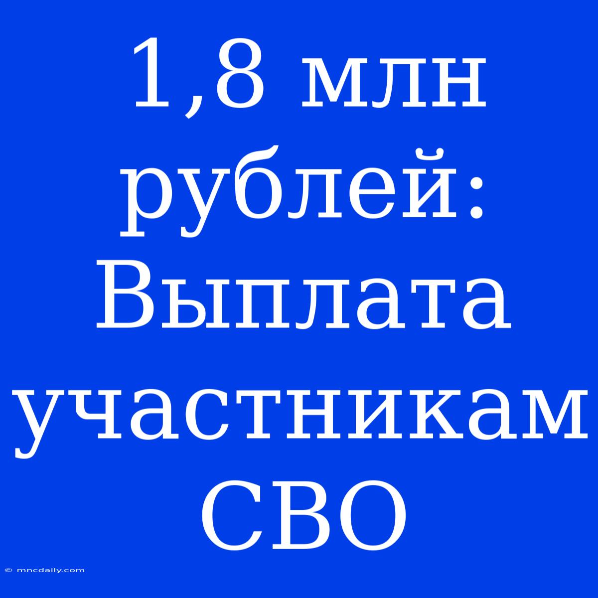 1,8 Млн Рублей: Выплата Участникам СВО