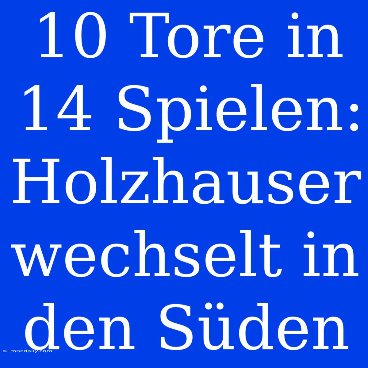 10 Tore In 14 Spielen: Holzhauser Wechselt In Den Süden