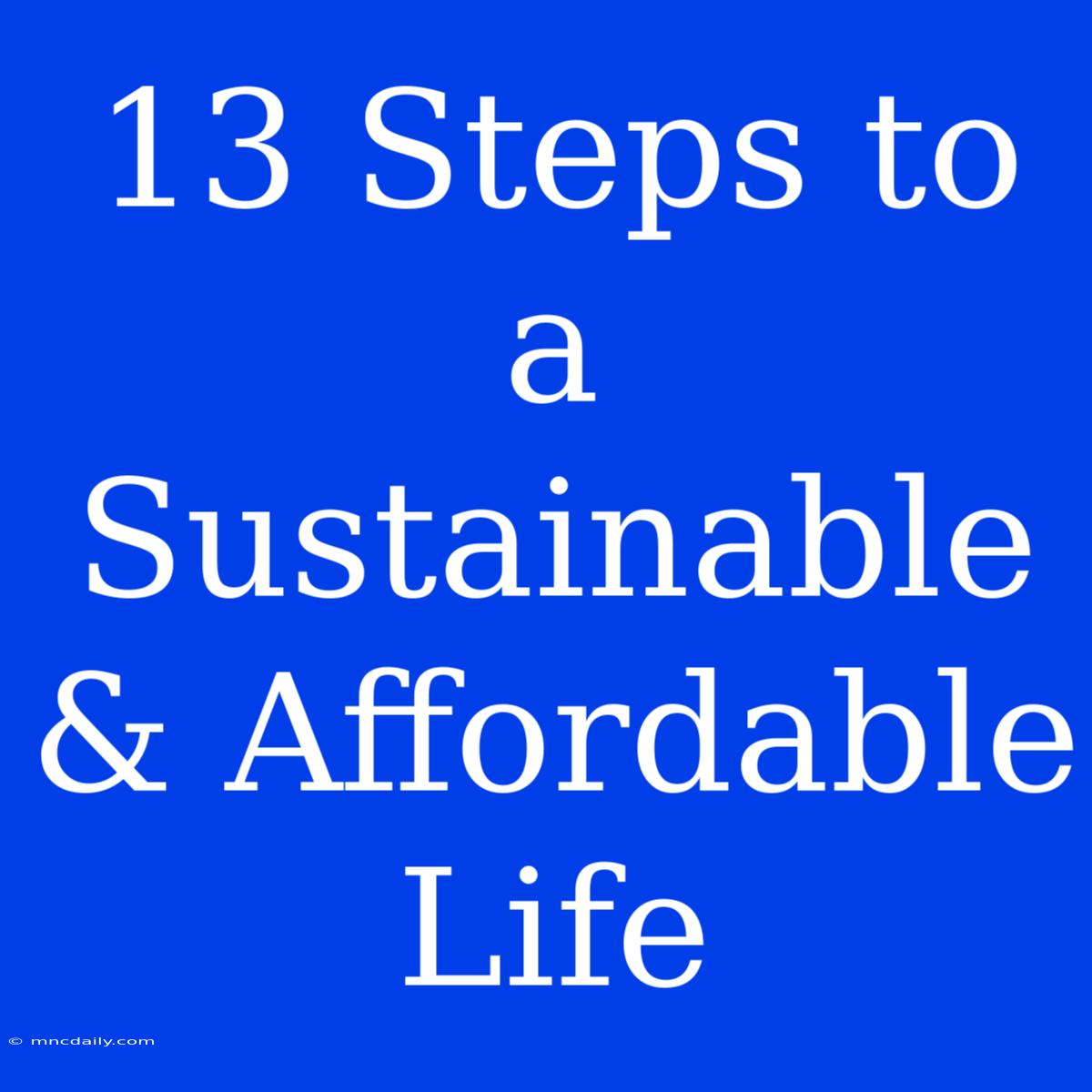 13 Steps To A Sustainable & Affordable Life