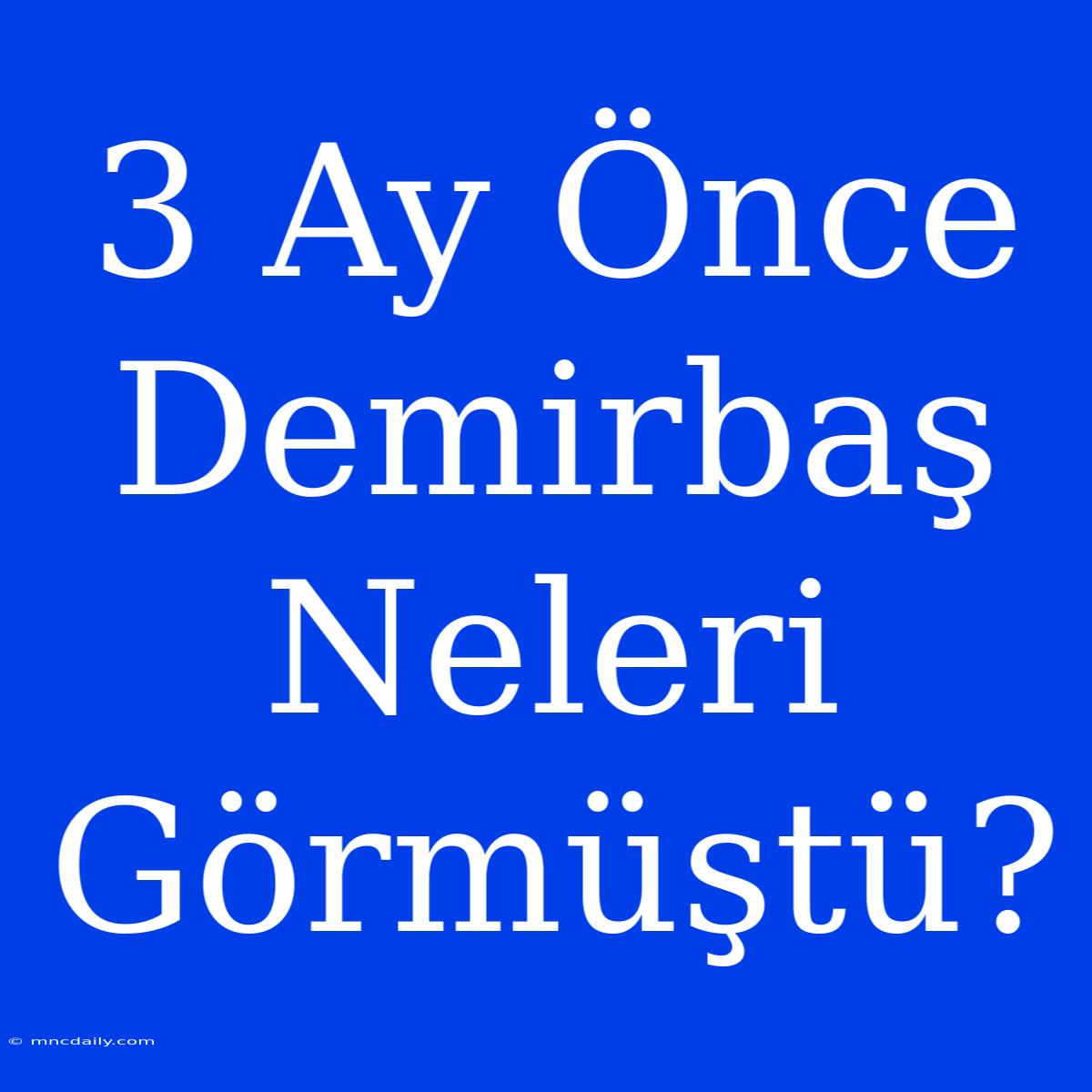 3 Ay Önce Demirbaş Neleri Görmüştü?