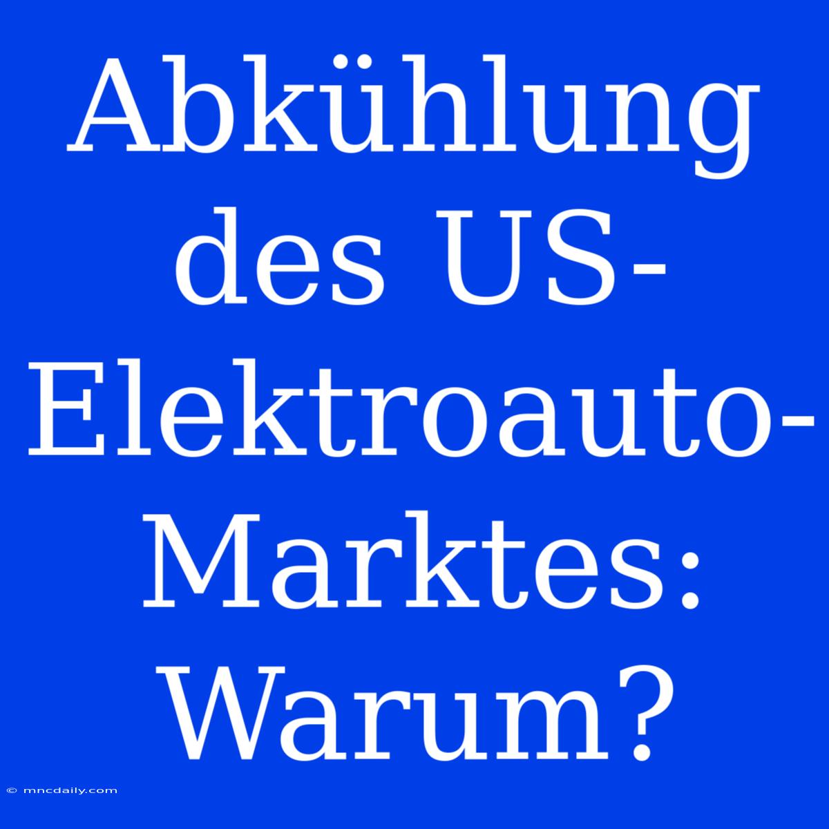 Abkühlung Des US-Elektroauto-Marktes: Warum?