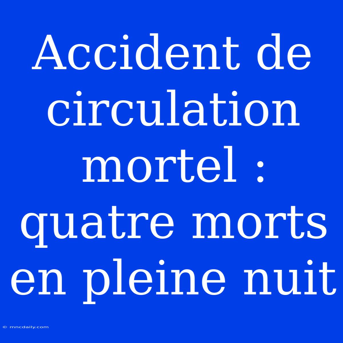 Accident De Circulation Mortel : Quatre Morts En Pleine Nuit 