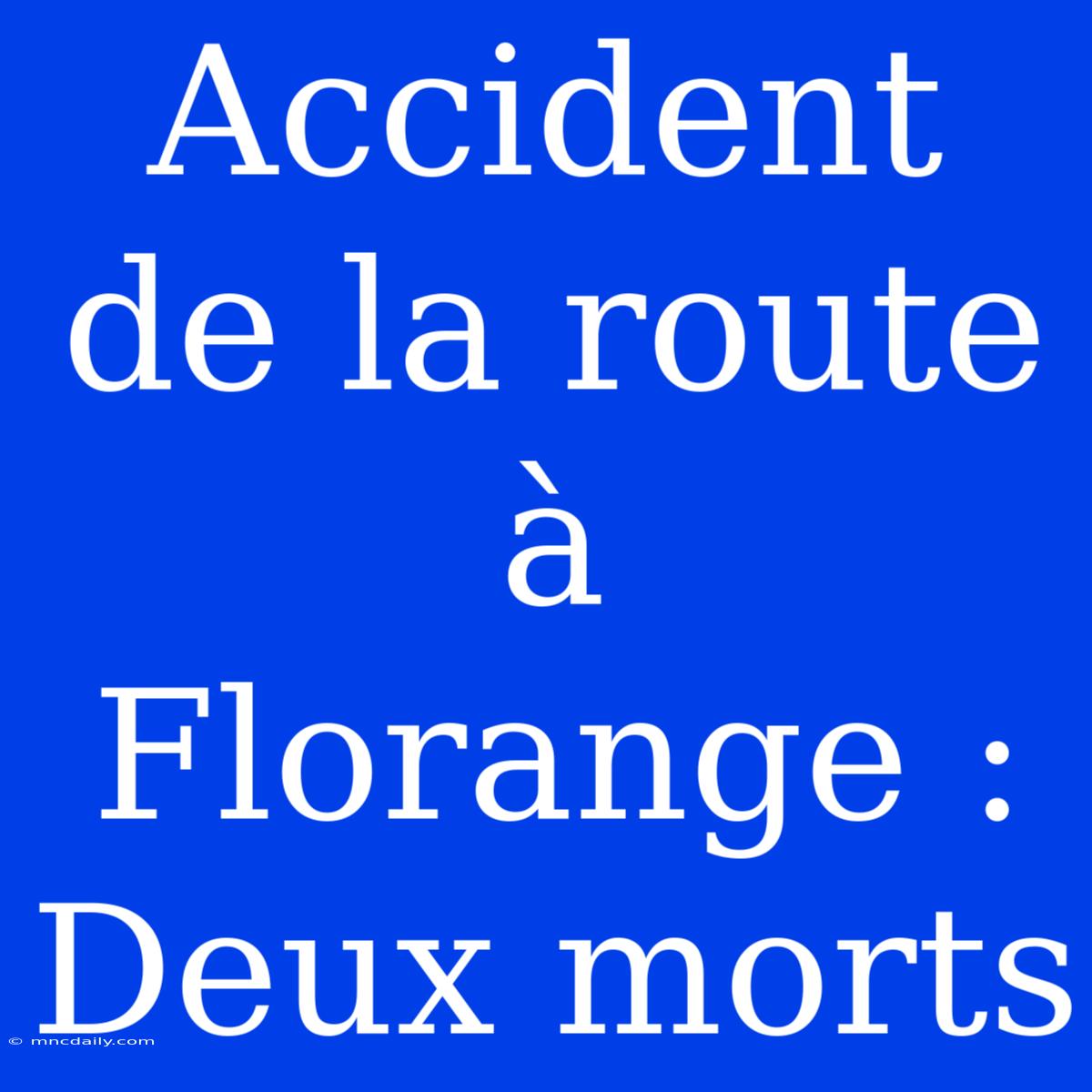 Accident De La Route À Florange : Deux Morts