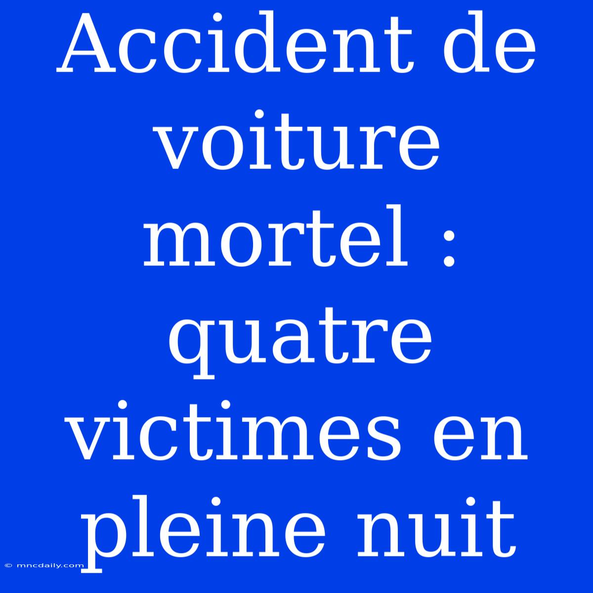 Accident De Voiture Mortel : Quatre Victimes En Pleine Nuit