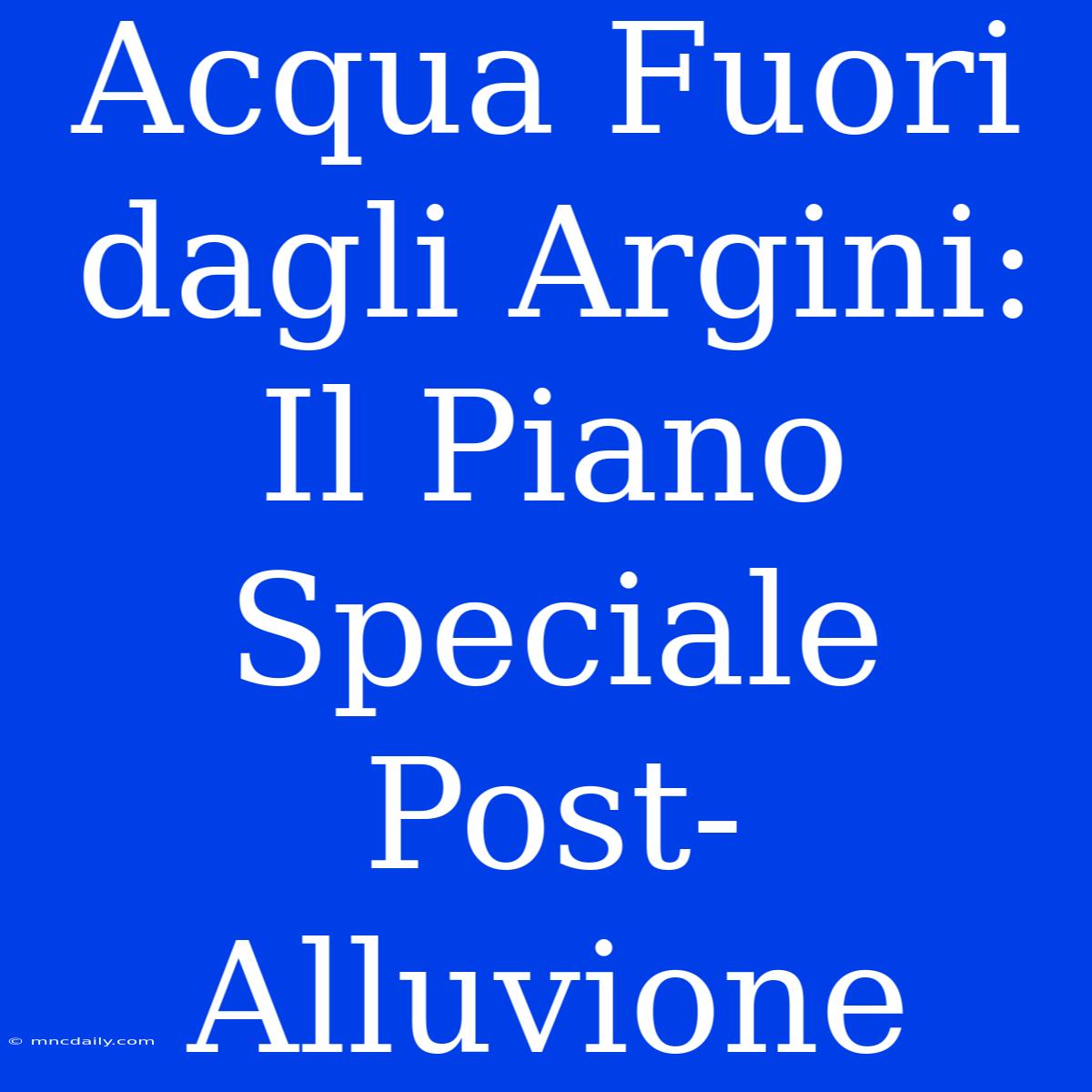 Acqua Fuori Dagli Argini: Il Piano Speciale Post-Alluvione