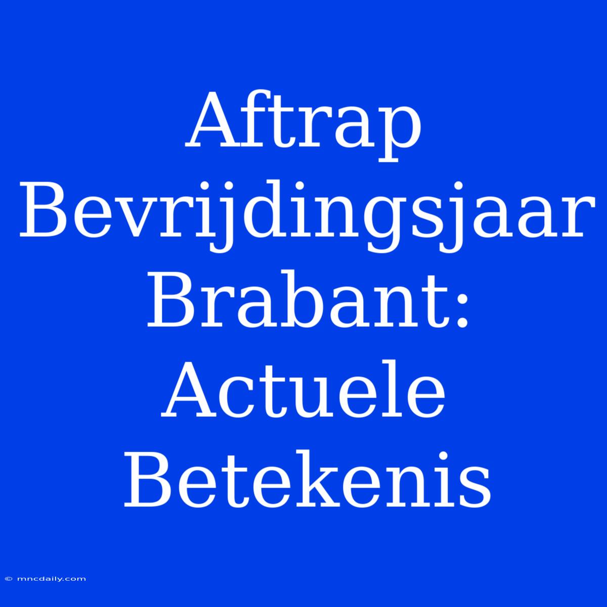 Aftrap Bevrijdingsjaar Brabant: Actuele Betekenis