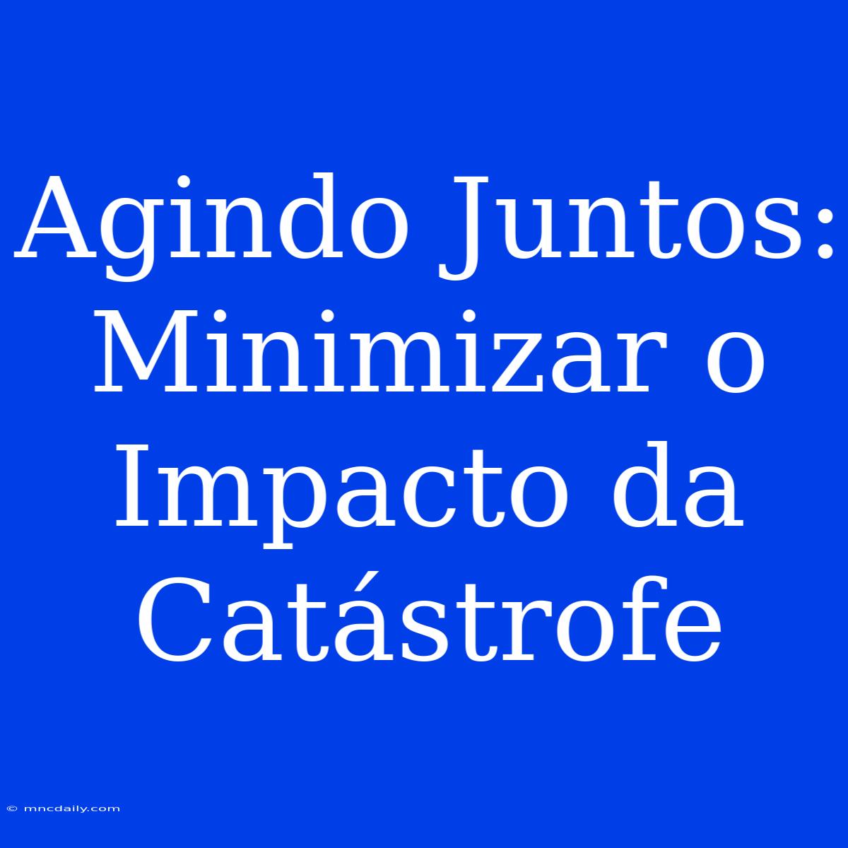 Agindo Juntos: Minimizar O Impacto Da Catástrofe