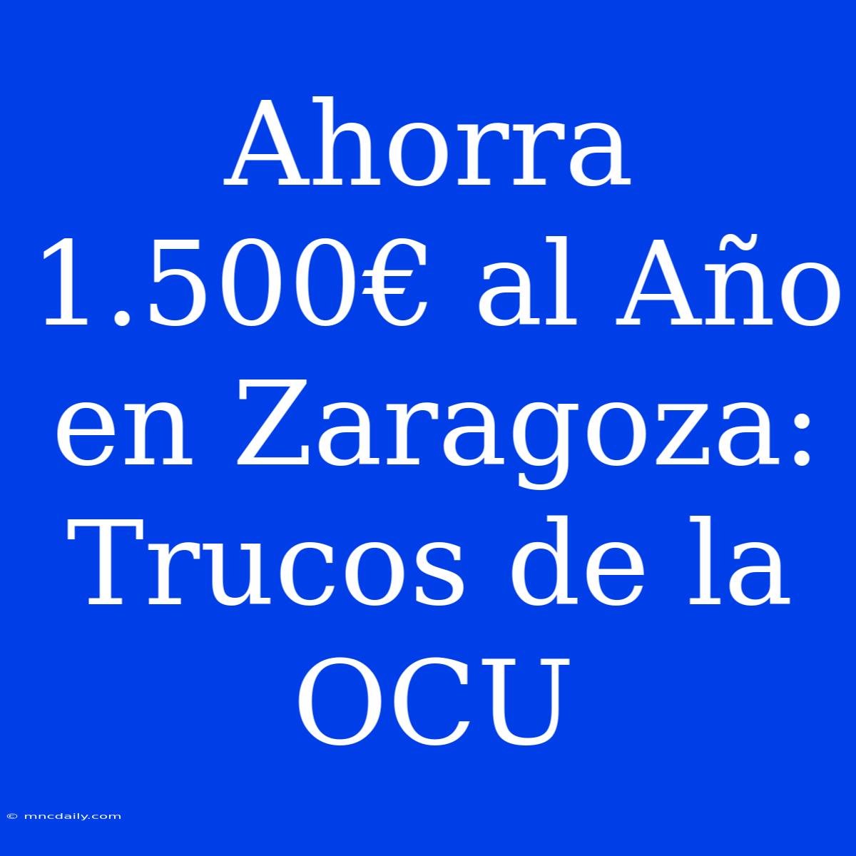 Ahorra 1.500€ Al Año En Zaragoza: Trucos De La OCU