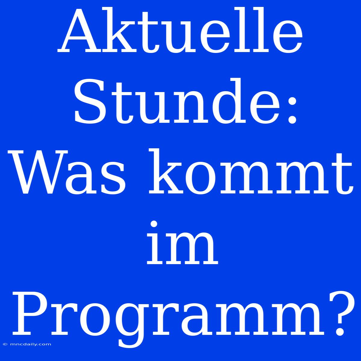 Aktuelle Stunde: Was Kommt Im Programm?