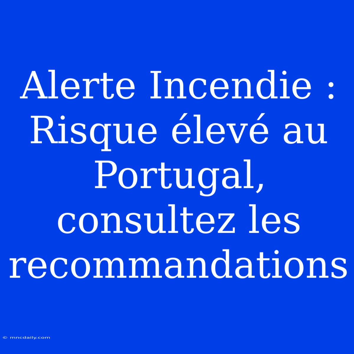 Alerte Incendie : Risque Élevé Au Portugal, Consultez Les Recommandations