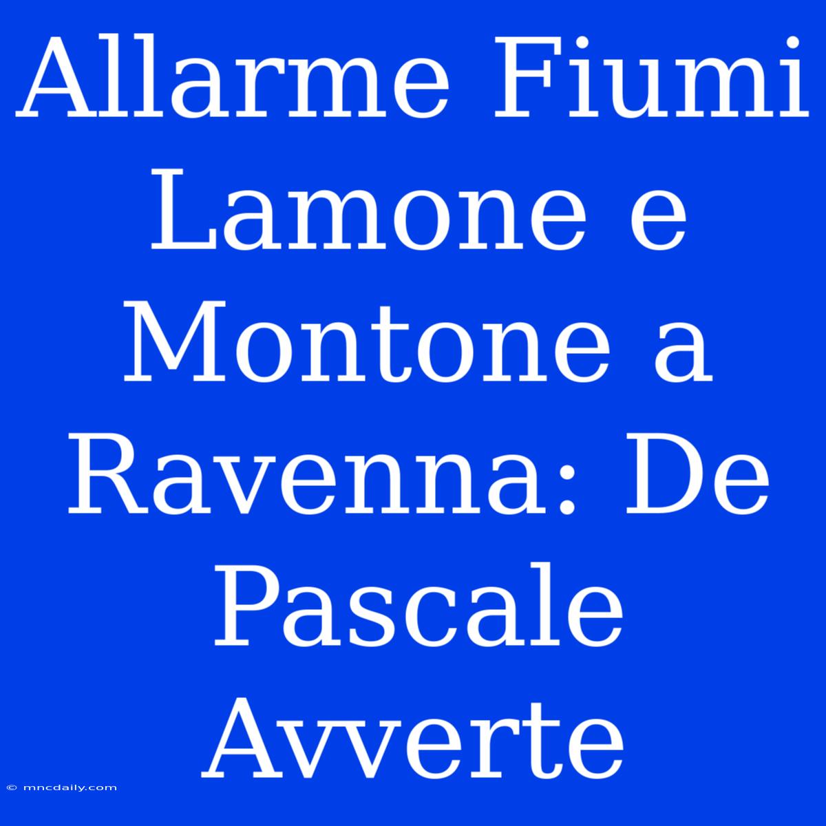 Allarme Fiumi Lamone E Montone A Ravenna: De Pascale Avverte 