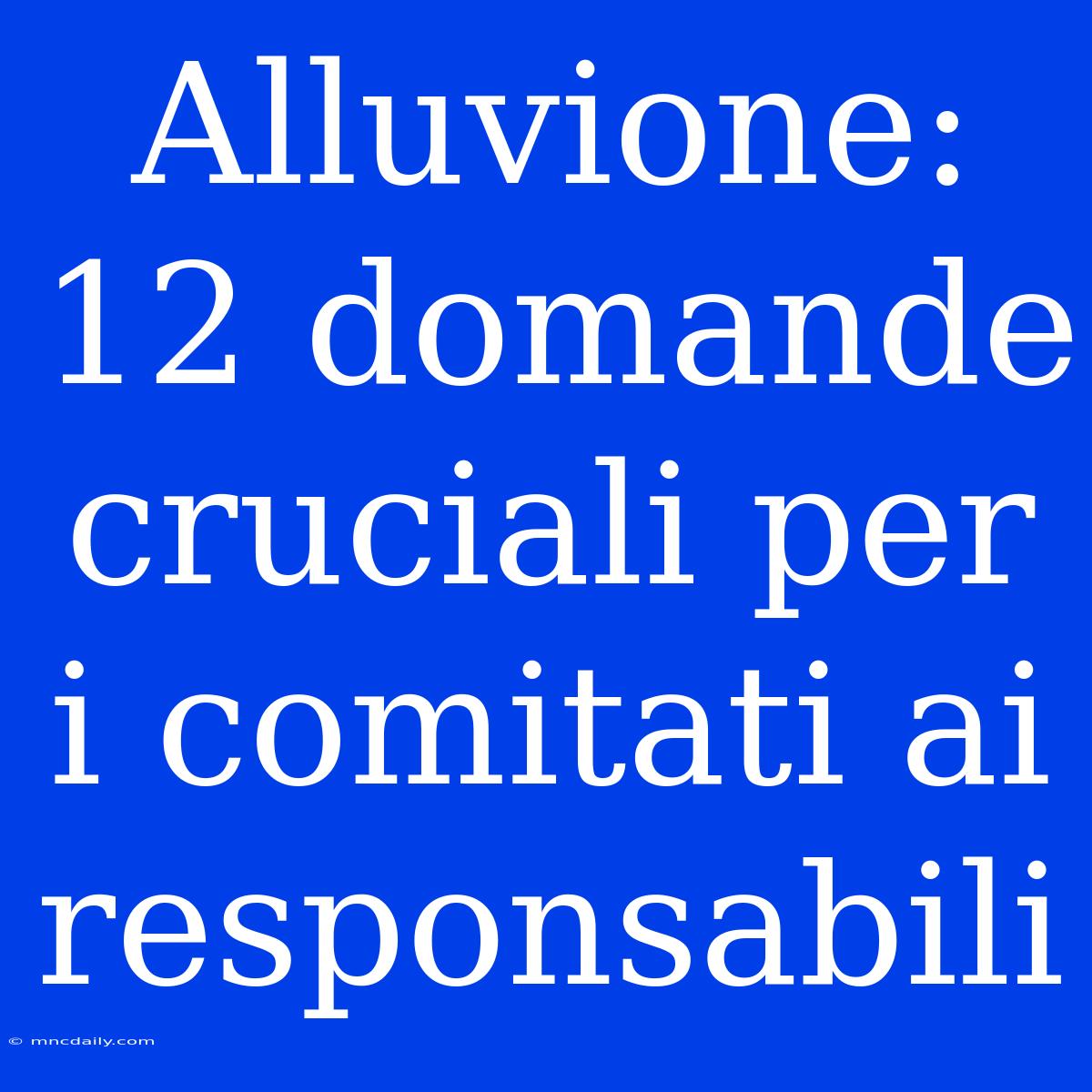 Alluvione: 12 Domande Cruciali Per I Comitati Ai Responsabili