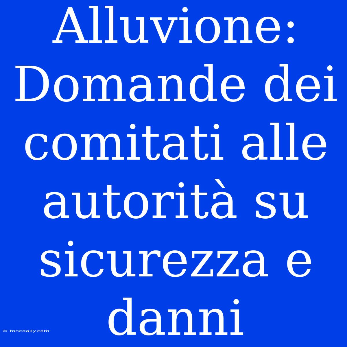 Alluvione: Domande Dei Comitati Alle Autorità Su Sicurezza E Danni