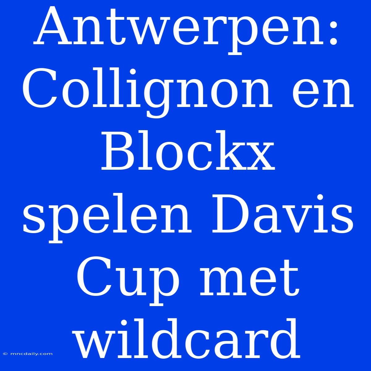 Antwerpen: Collignon En Blockx Spelen Davis Cup Met Wildcard