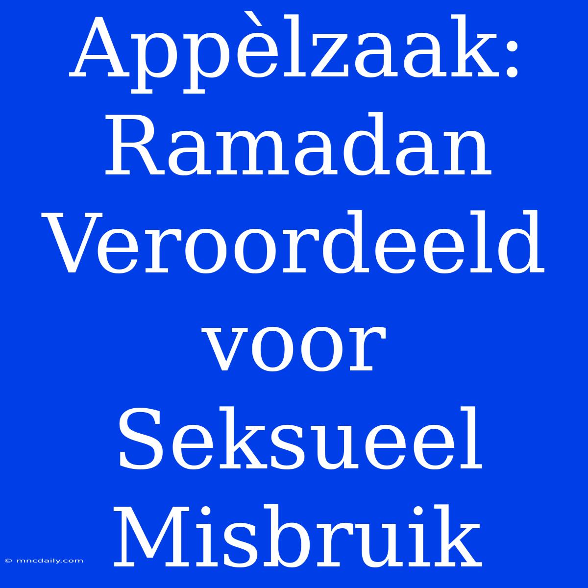 Appèlzaak: Ramadan Veroordeeld Voor Seksueel Misbruik