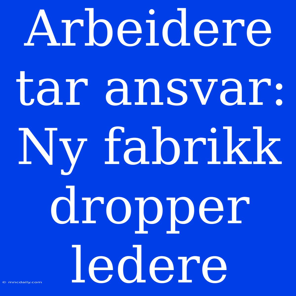 Arbeidere Tar Ansvar:  Ny Fabrikk Dropper Ledere 