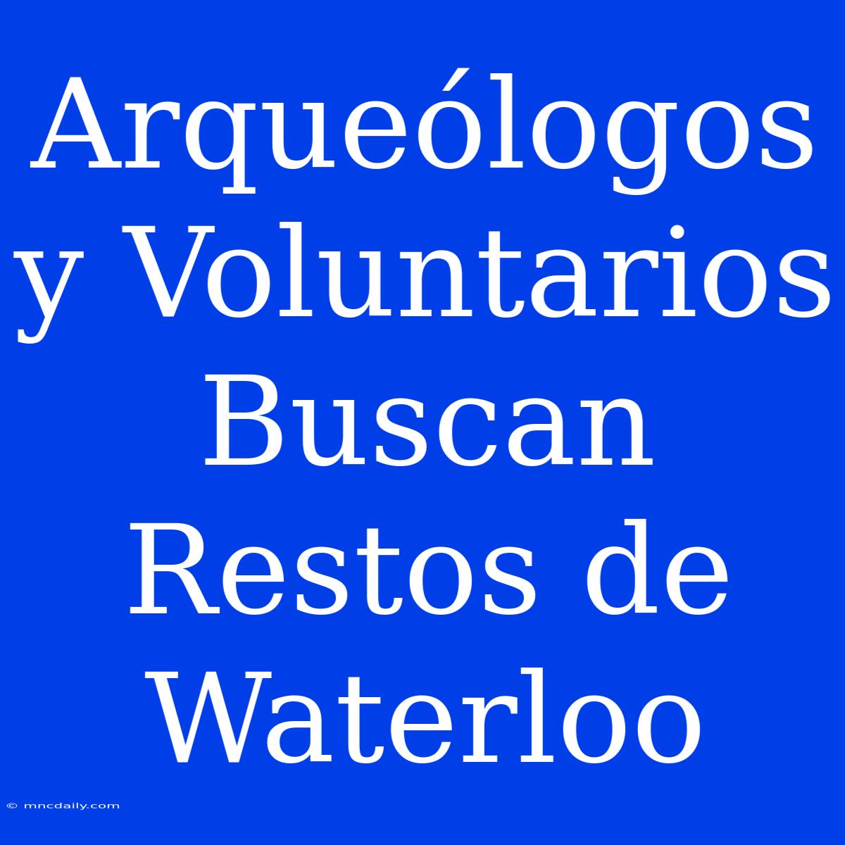 Arqueólogos Y Voluntarios Buscan Restos De Waterloo