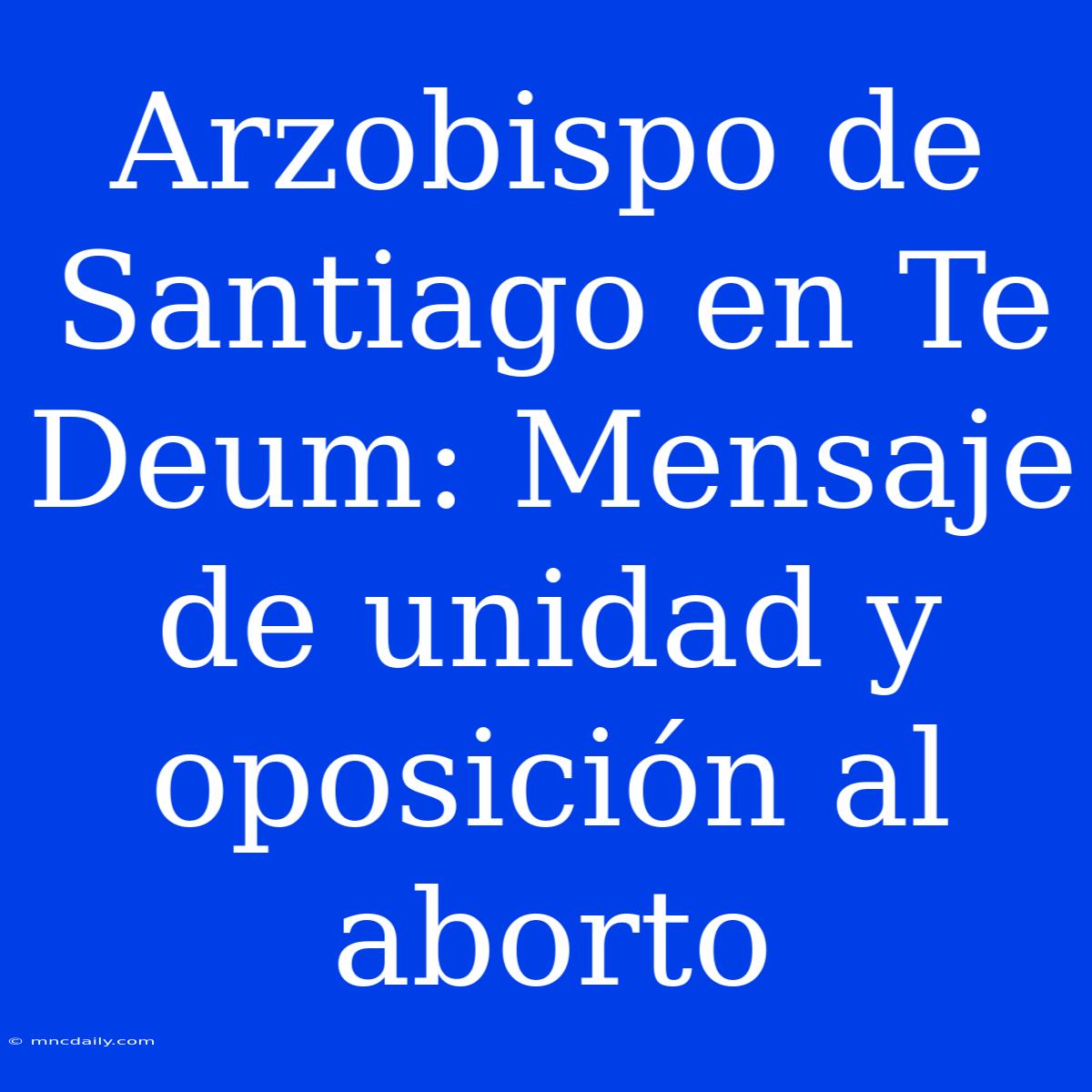 Arzobispo De Santiago En Te Deum: Mensaje De Unidad Y Oposición Al Aborto