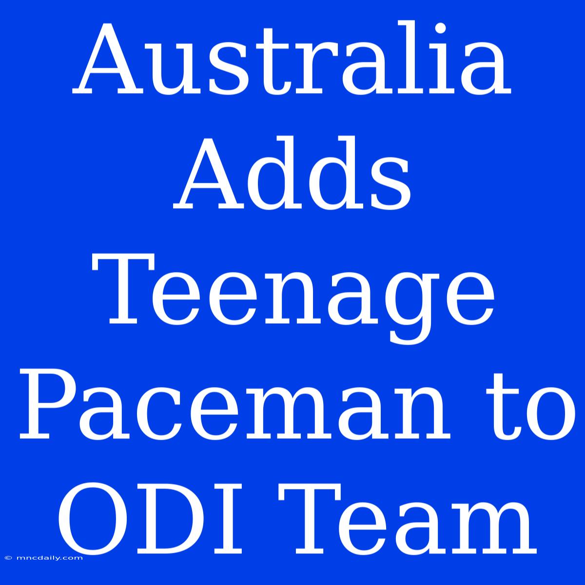 Australia Adds Teenage Paceman To ODI Team