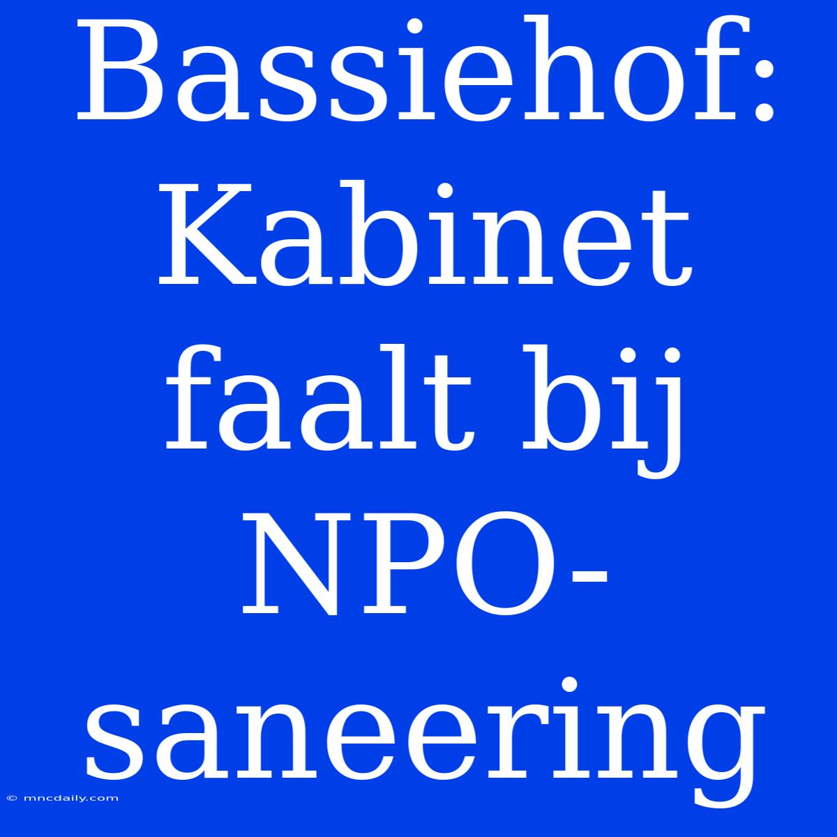 Bassiehof: Kabinet Faalt Bij NPO-saneering