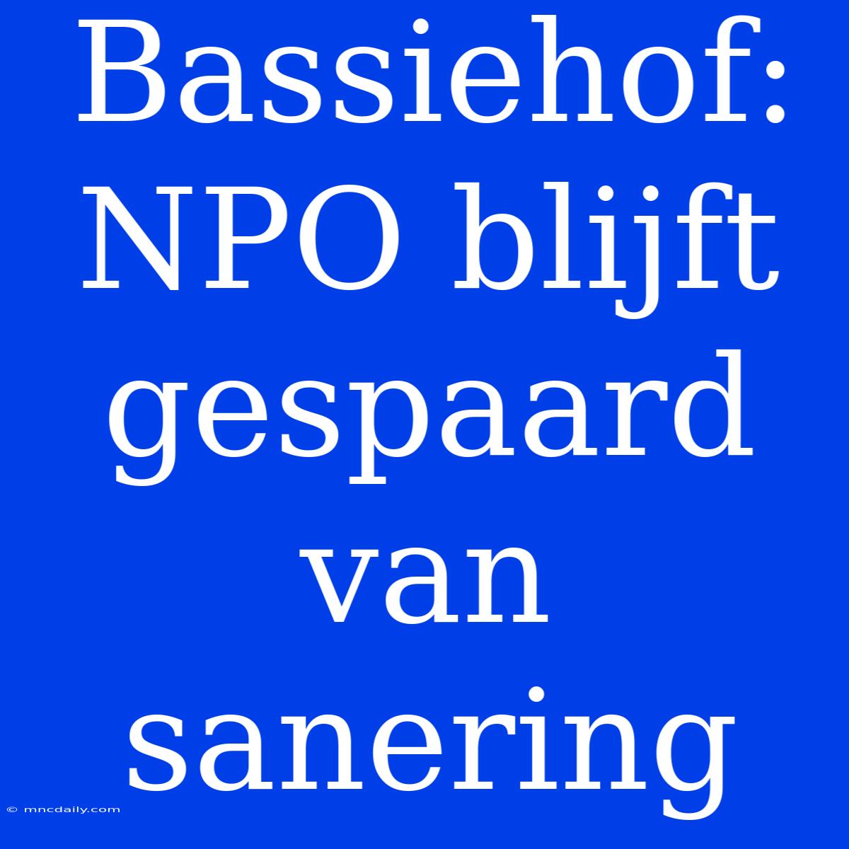 Bassiehof: NPO Blijft Gespaard Van Sanering