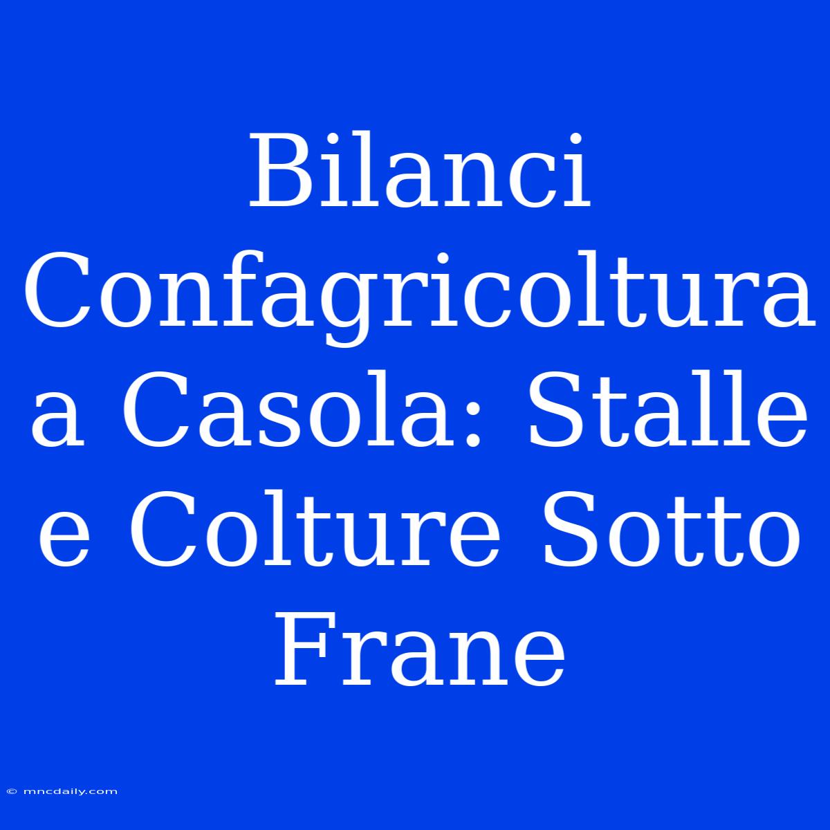 Bilanci Confagricoltura A Casola: Stalle E Colture Sotto Frane