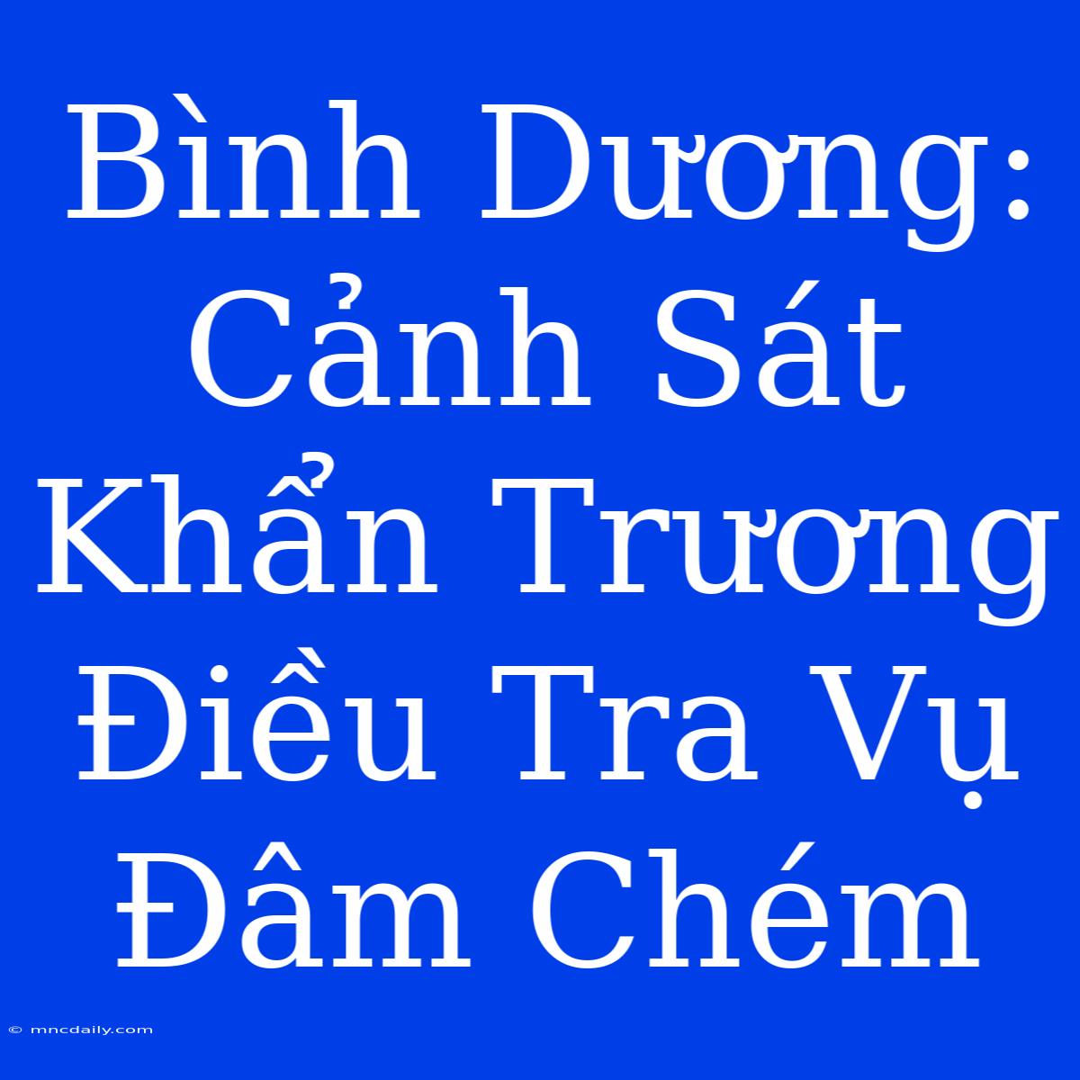 Bình Dương:  Cảnh Sát Khẩn Trương Điều Tra Vụ Đâm Chém