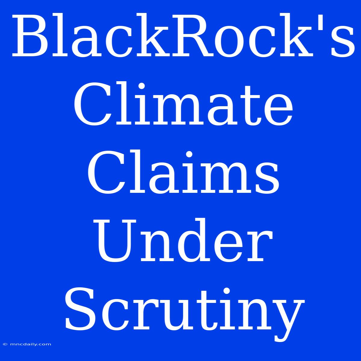 BlackRock's Climate Claims Under Scrutiny