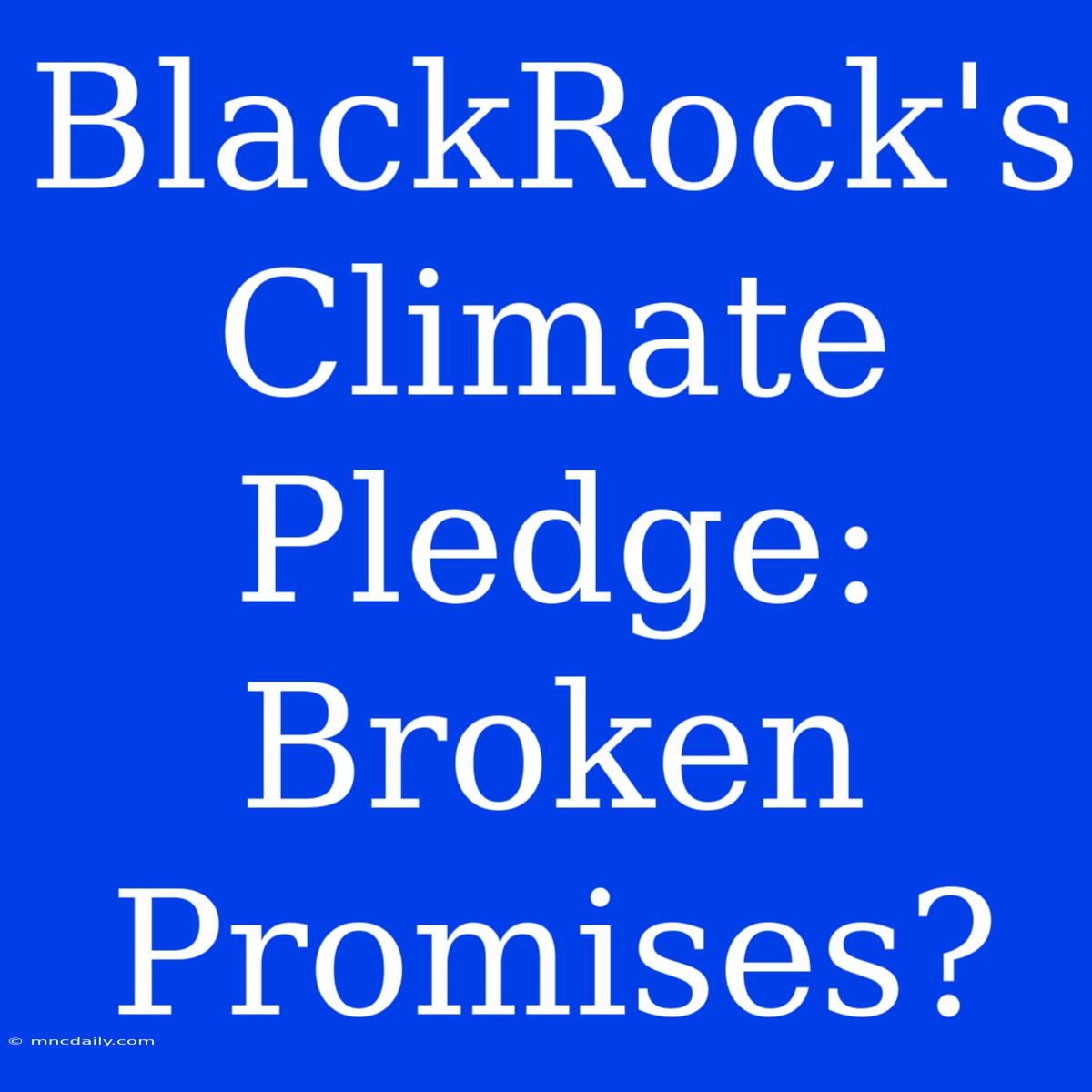 BlackRock's Climate Pledge: Broken Promises?