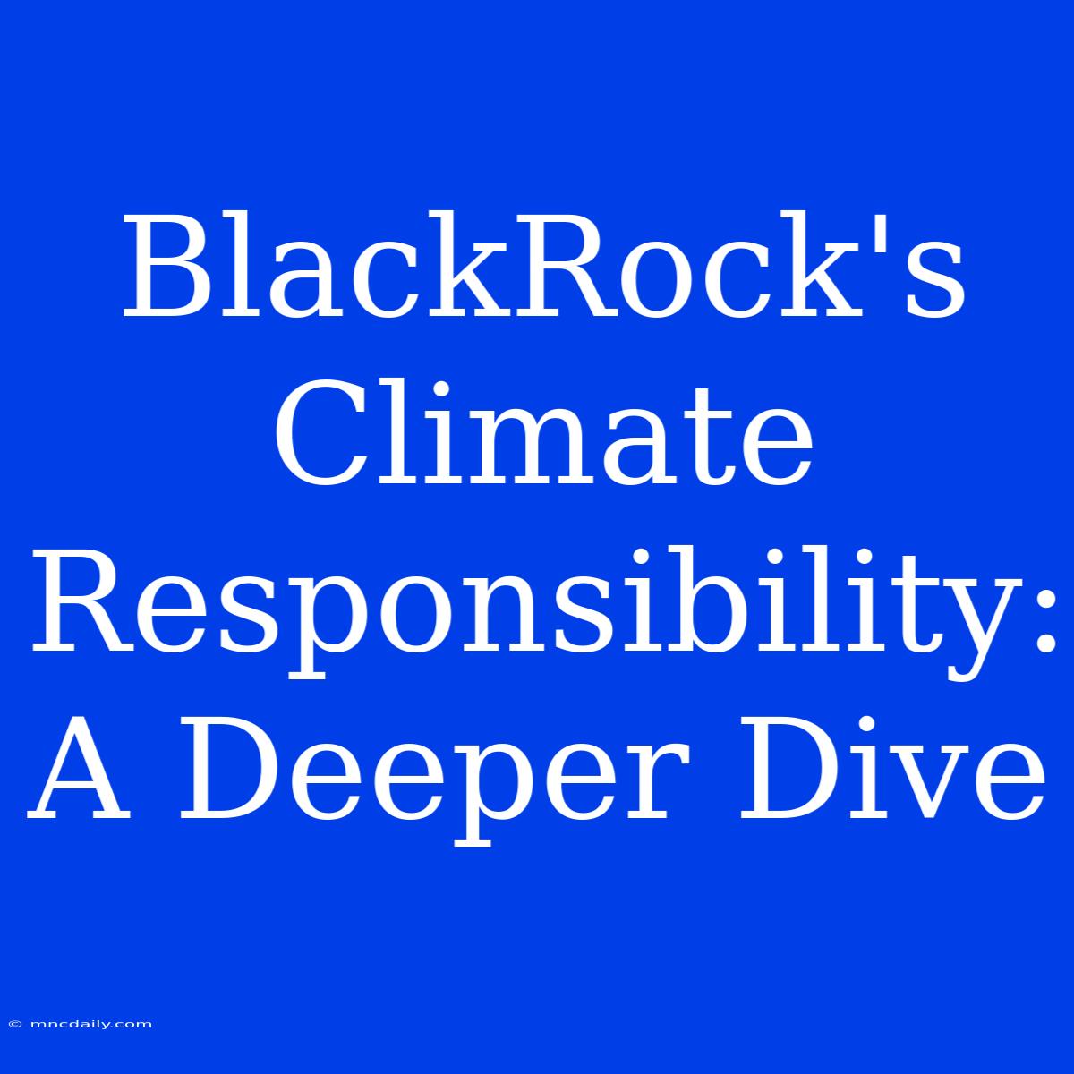 BlackRock's Climate Responsibility: A Deeper Dive 