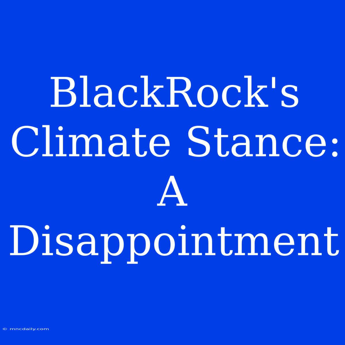 BlackRock's Climate Stance: A Disappointment