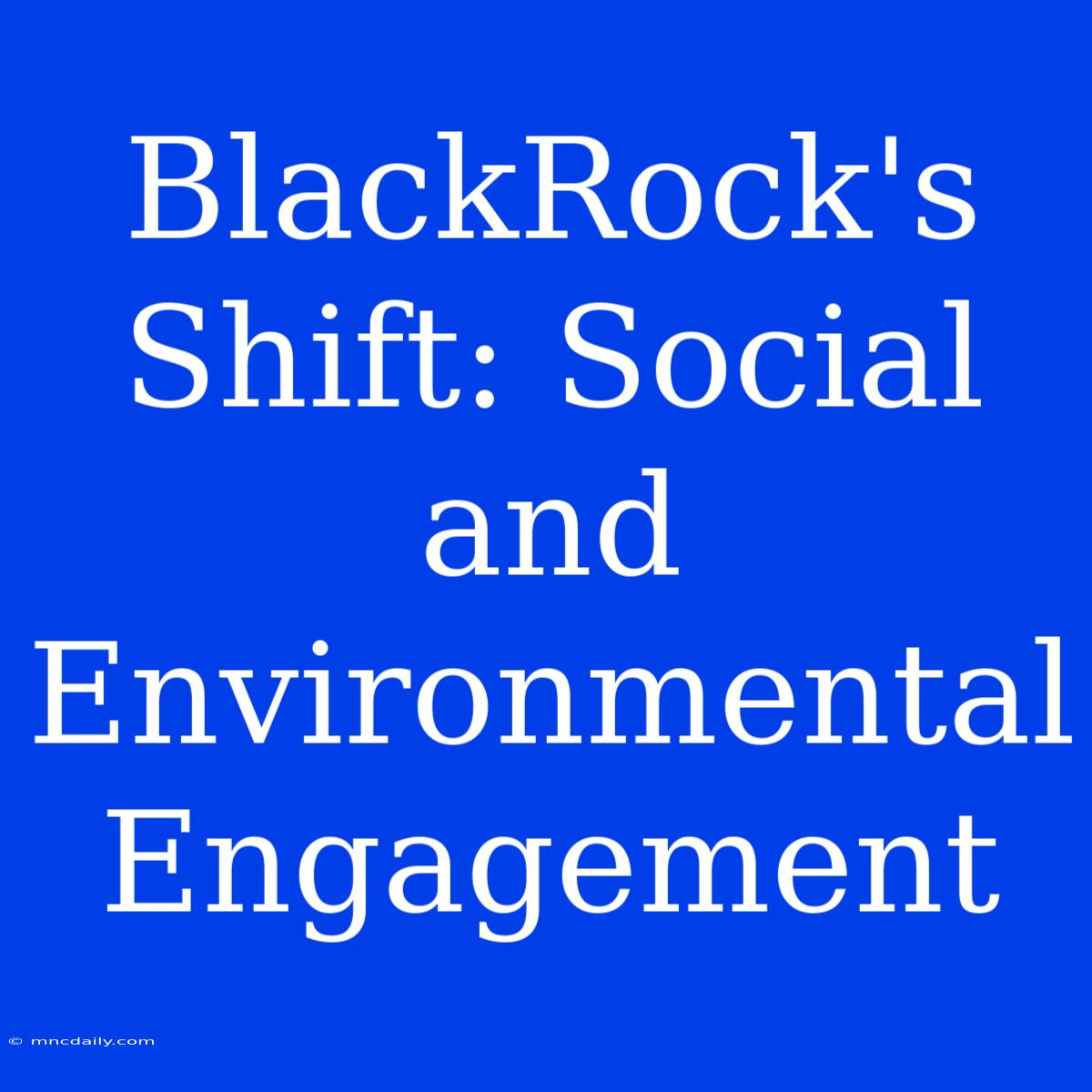 BlackRock's Shift: Social And Environmental Engagement