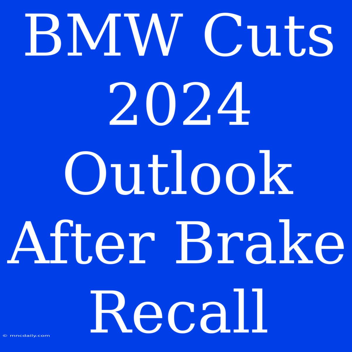 BMW Cuts 2024 Outlook After Brake Recall