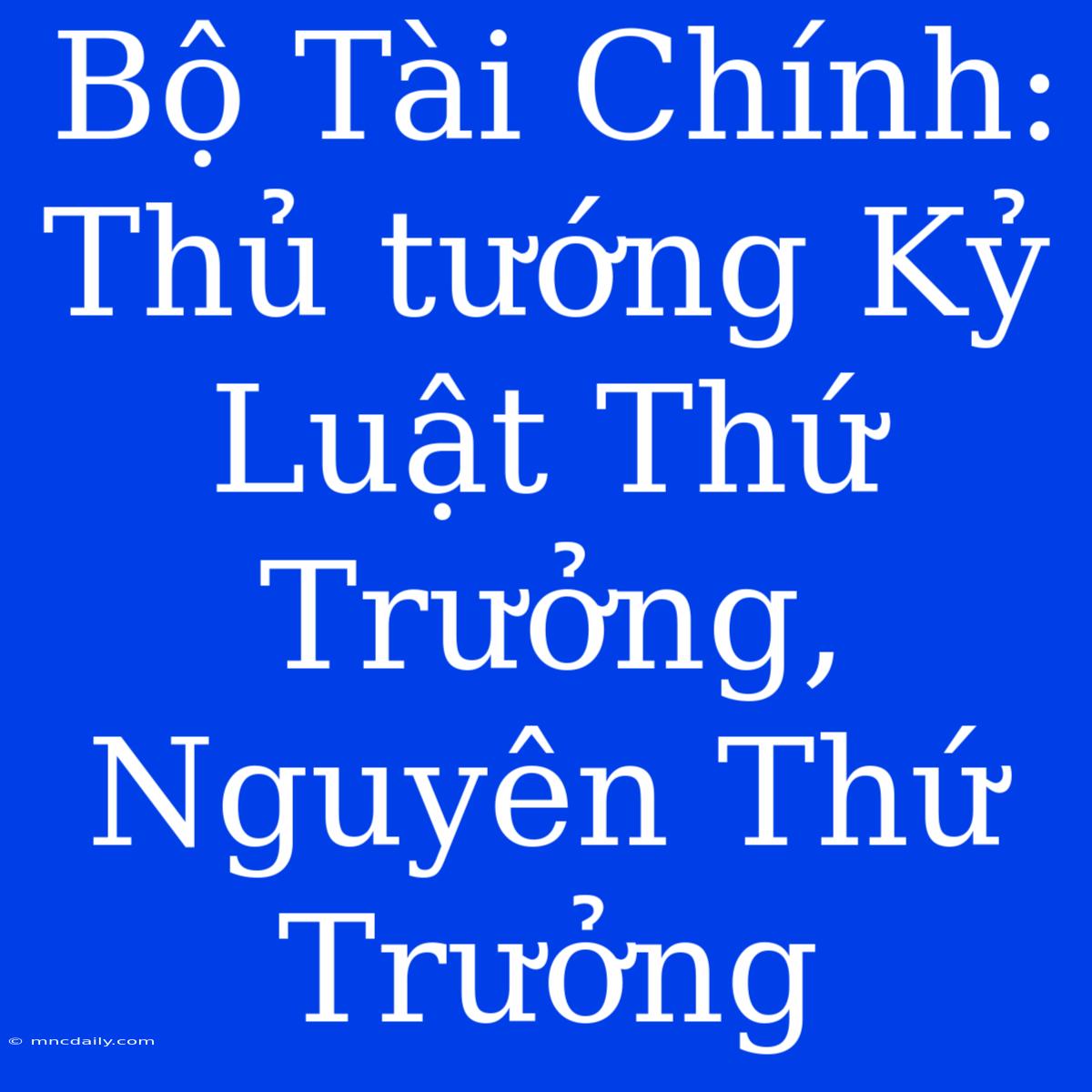 Bộ Tài Chính: Thủ Tướng Kỷ Luật Thứ Trưởng, Nguyên Thứ Trưởng