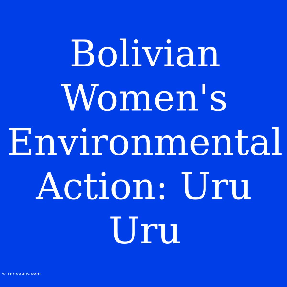 Bolivian Women's Environmental Action: Uru Uru