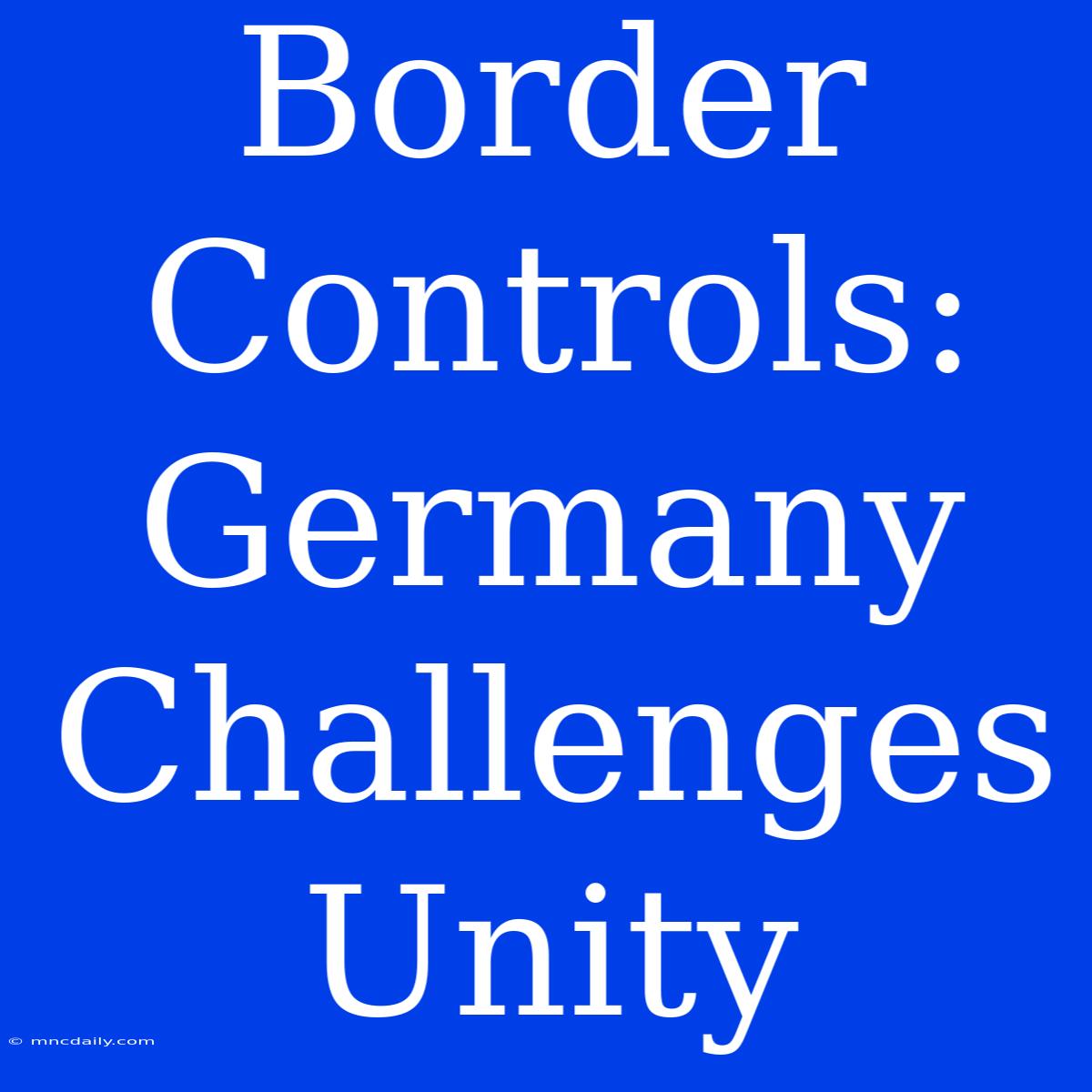 Border Controls: Germany Challenges Unity