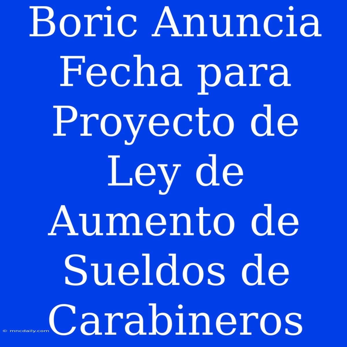 Boric Anuncia Fecha Para Proyecto De Ley De Aumento De Sueldos De Carabineros