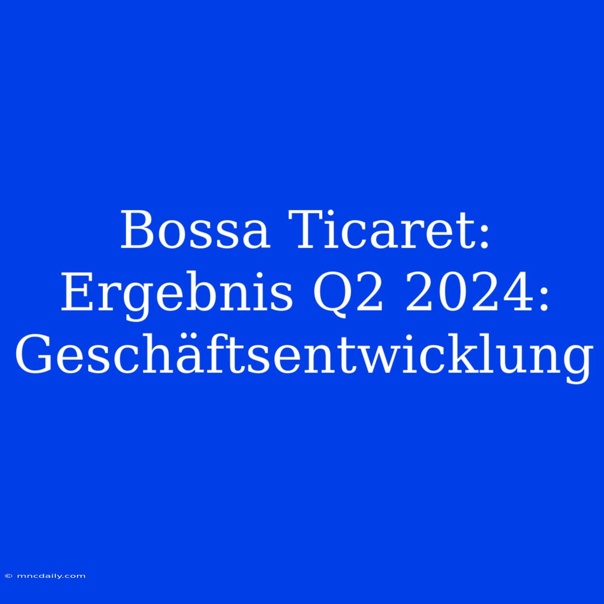 Bossa Ticaret: Ergebnis Q2 2024: Geschäftsentwicklung