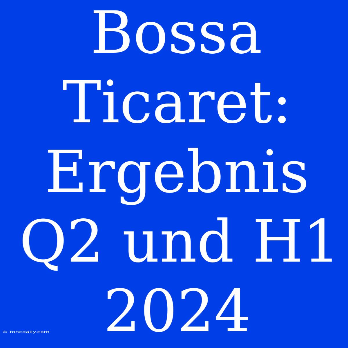 Bossa Ticaret: Ergebnis Q2 Und H1 2024