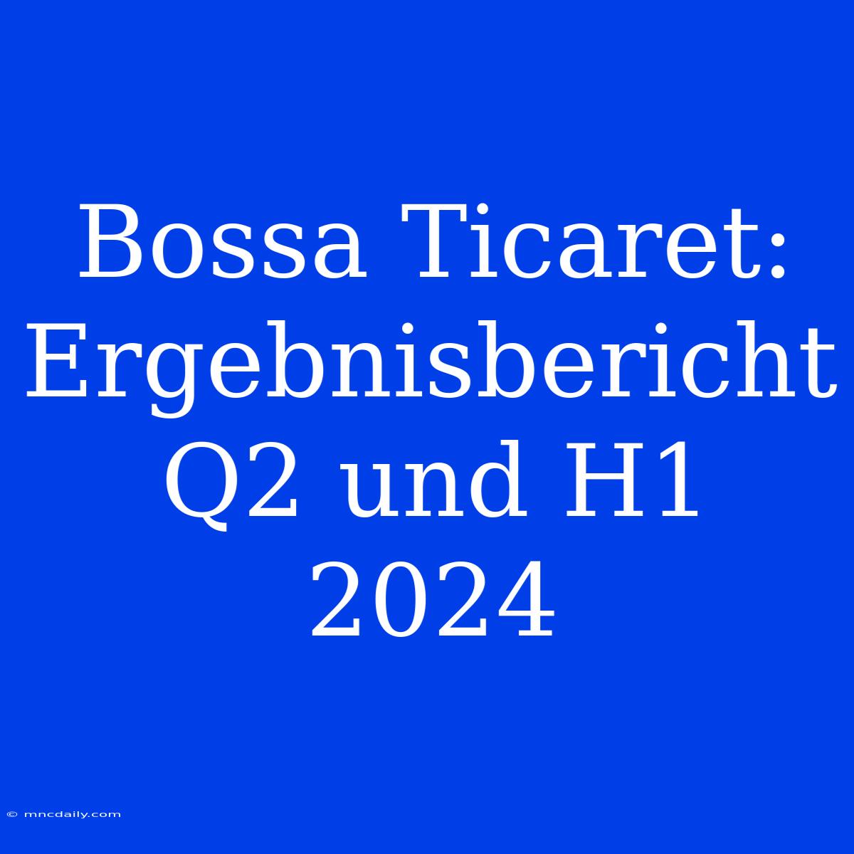 Bossa Ticaret: Ergebnisbericht Q2 Und H1 2024