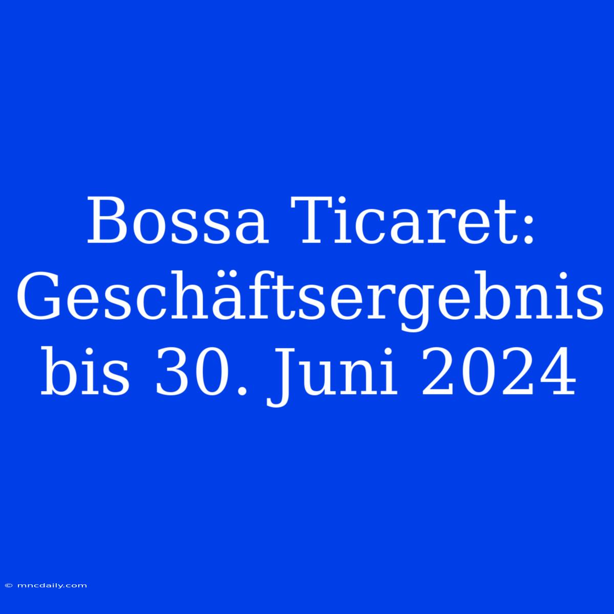 Bossa Ticaret: Geschäftsergebnis Bis 30. Juni 2024