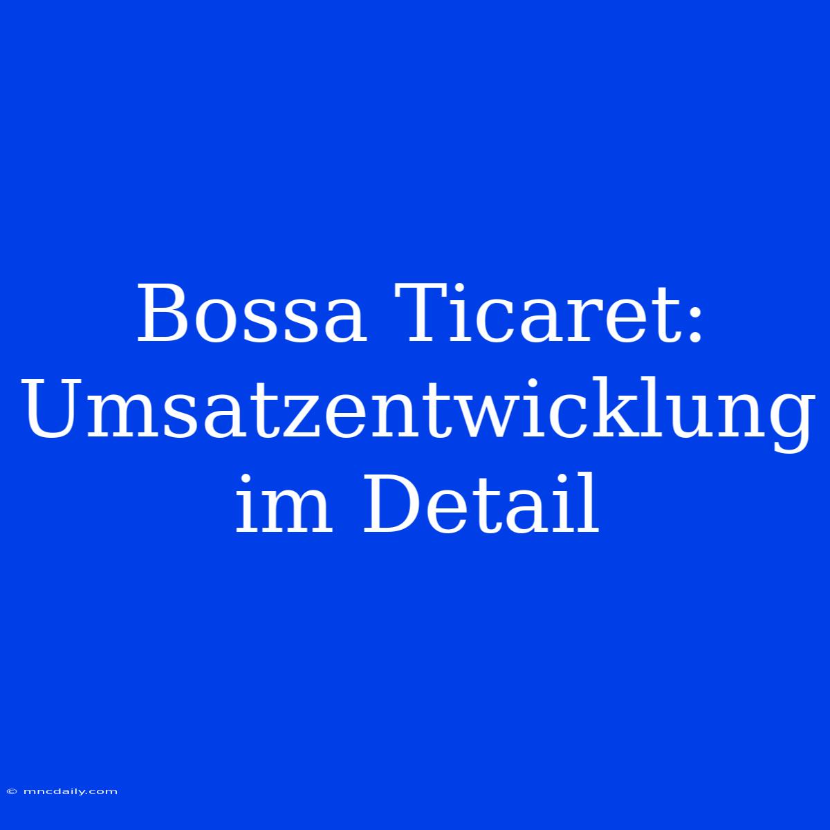 Bossa Ticaret: Umsatzentwicklung Im Detail