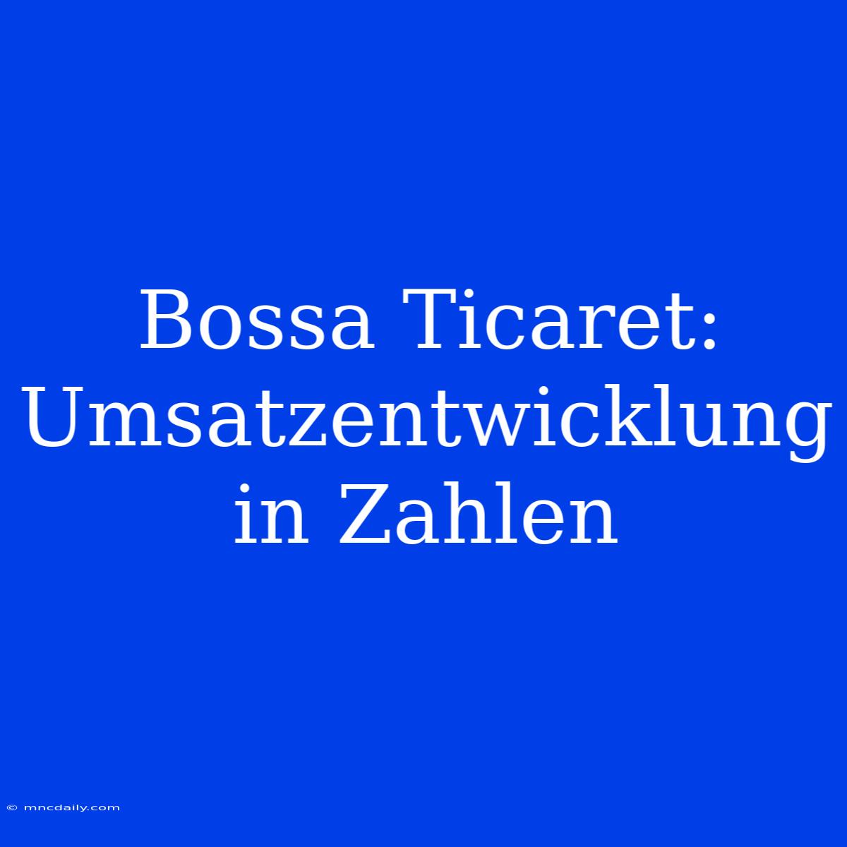 Bossa Ticaret: Umsatzentwicklung In Zahlen