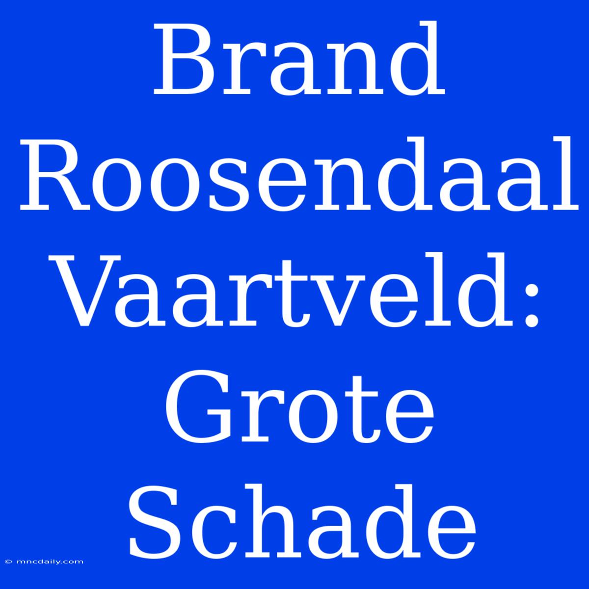 Brand Roosendaal Vaartveld: Grote Schade