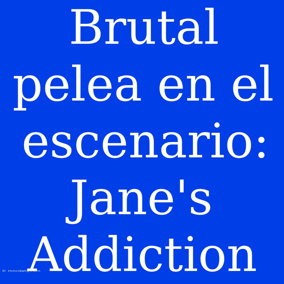 Brutal Pelea En El Escenario: Jane's Addiction