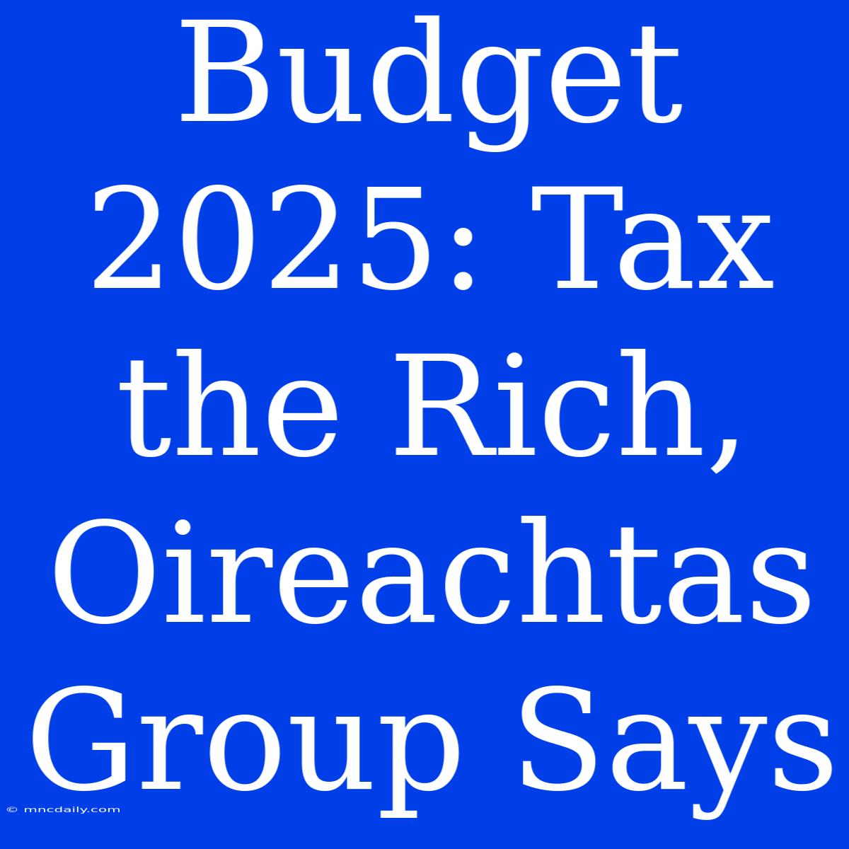 Budget 2025: Tax The Rich, Oireachtas Group Says