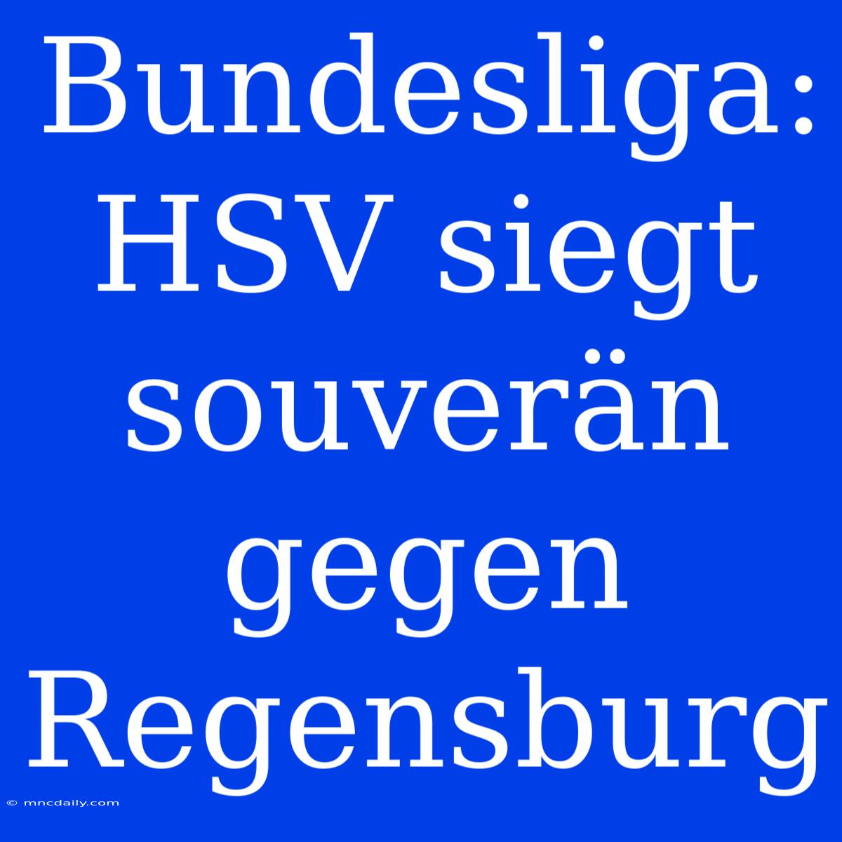 Bundesliga: HSV Siegt Souverän Gegen Regensburg