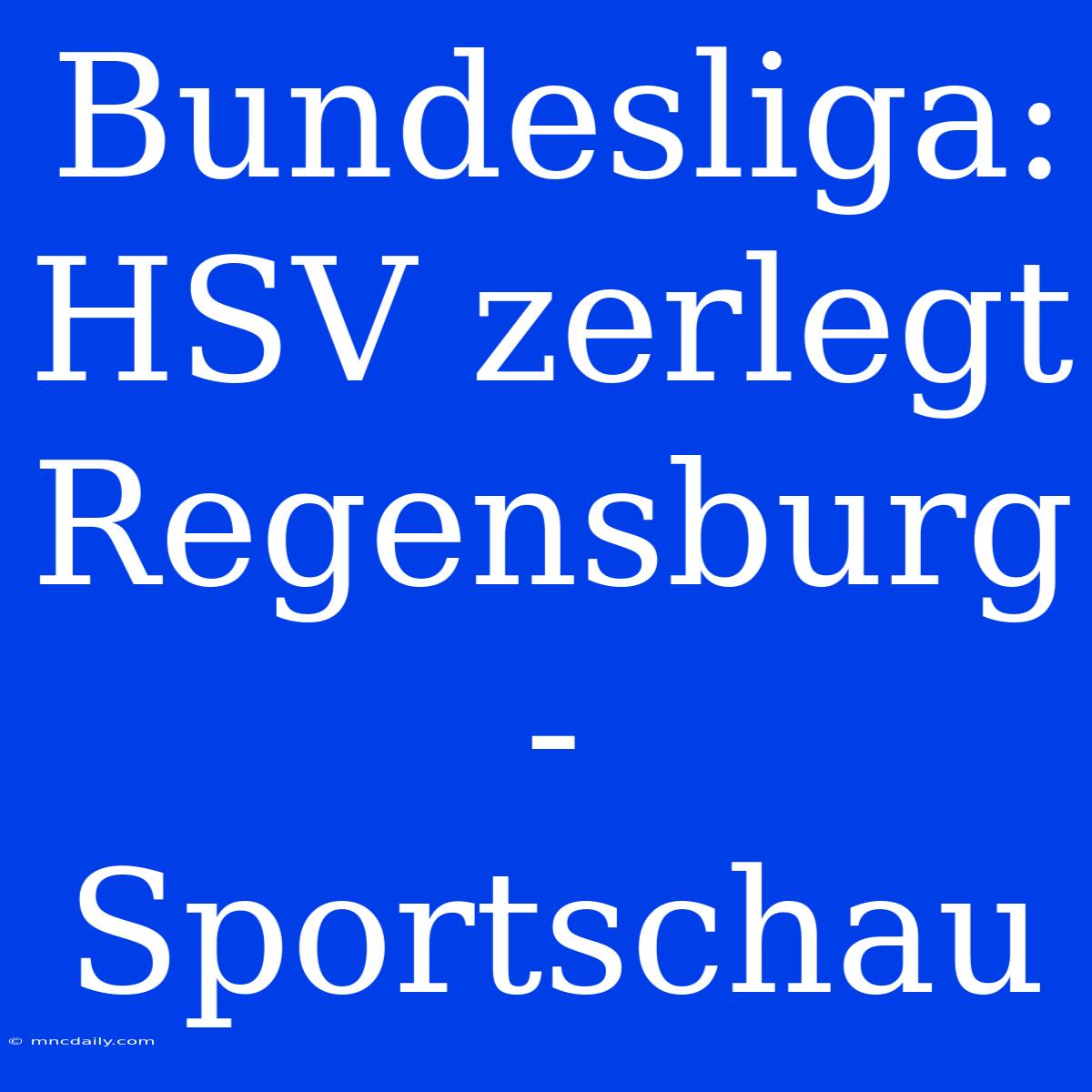 Bundesliga: HSV Zerlegt Regensburg - Sportschau