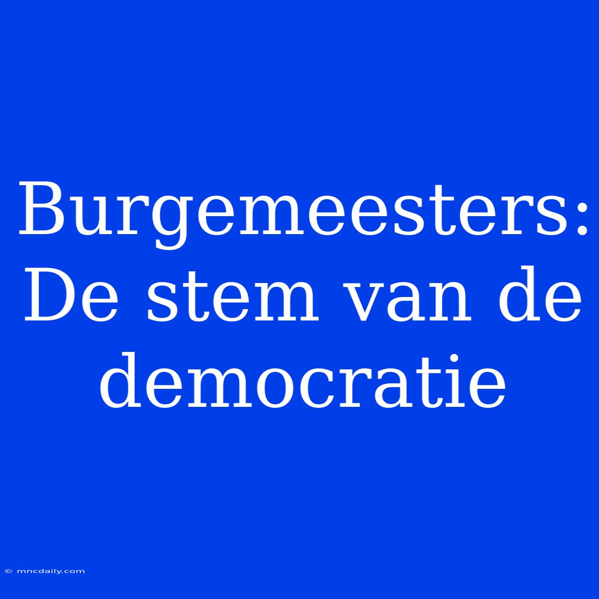 Burgemeesters: De Stem Van De Democratie