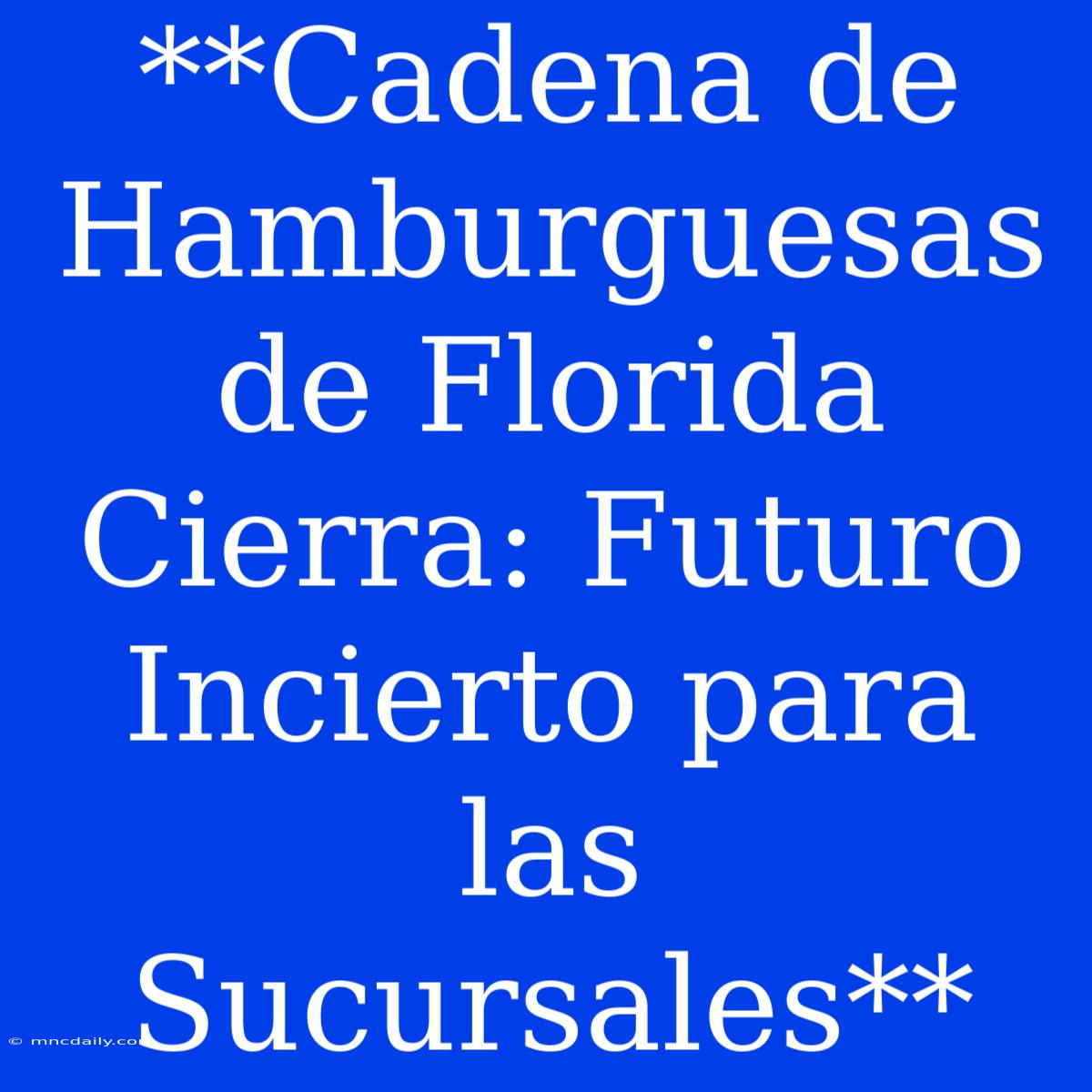 **Cadena De Hamburguesas De Florida Cierra: Futuro Incierto Para Las Sucursales**